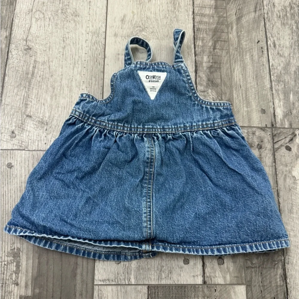 Osh Kosh BGosh Denim Pink Tag Skirt Overalls Dress Kids Toddler Vtg Vintage 6-9